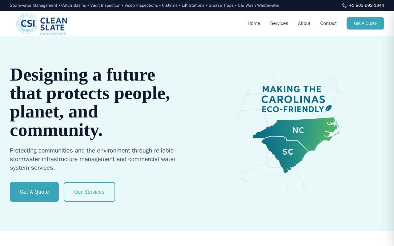 Clean Slate Innovations website screenshot