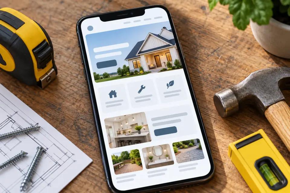 Illustrative website preview shown on a phone